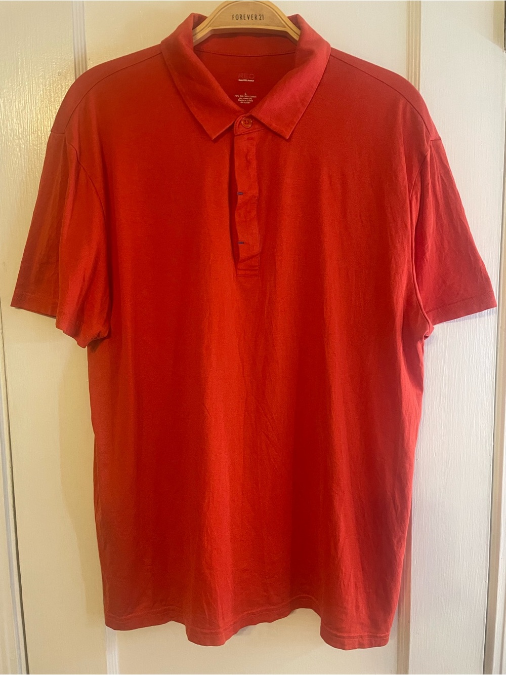 Saks Fifth Avenue RED Label Mens Polo Shirt short sleeve top Silk Cotton Blend